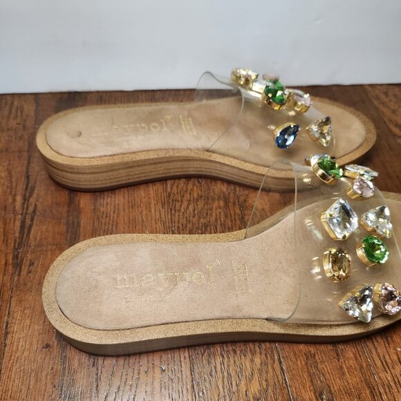 Anthropologie MAYPOL Gemstone PVC Clear Plexi Slides - Picture 5 of 10